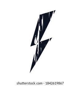 Lightning bolt logo icon black scratches symbol metal sign Hand drawn brush stroke Cartoon abstract modern design tech style Fashion print clothes apparel greeting invitation card banner poster flyer