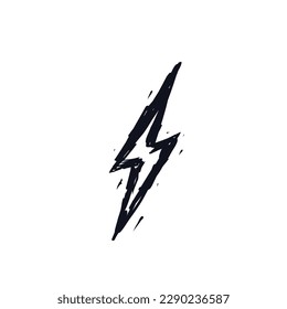 Lightning bolt logo icon sign Hand drawn grunge sketch Halloween web symbol emblem Gothic cyber cut ink style Modern abstract future tech design Fashion print clothes apparel greeting invitation card