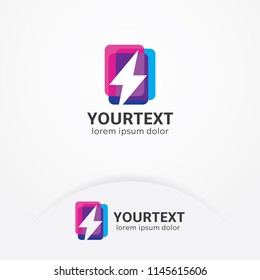 Lightning bolt logo, Vector of super energy electricity with flat style. Power and energy logo template