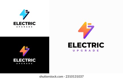 Lightning Bolt Minimal Simple Symbol. Pure Energy Logo Concept. Upgrade Electricity Power sign design, Thunder and arrow symbol