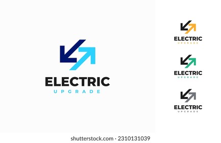 Lightning Bolt Minimal Simple Symbol. Pure Energy Logo Concept. Upgrade Electricity Power sign design, Thunder and arrow symbol