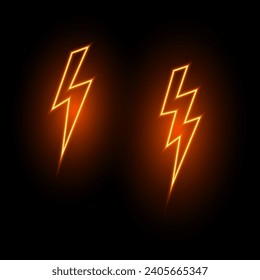 Lightning bolt, neon glowing sign, isolated, vector illustration.