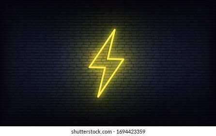 Lightning bolt neon. Sign of lightning, thunder and electricity.