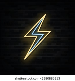 Lightning Bolt Neon Sign Vector