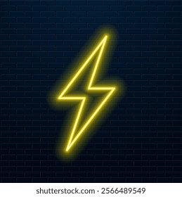 Lightning bolt neon sign. Vector design template. High-voltage neon symbol, light banner design element colorful modern design trend, night bright advertising, bright sign. Vector illustration.