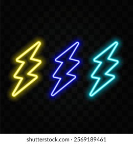 Lightning Bolt Neon Sign Vector.