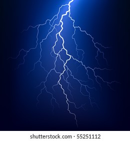 Lightning bolt at night. Vector.