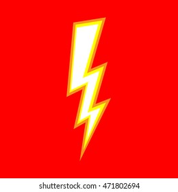 Lightning bolt on a red background. Vector illustration
