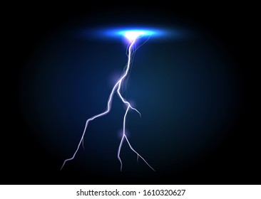 lightning bolt on transparent background. Thunder-storm and lightning. Magic and bright lighting effects. Vector Illustration