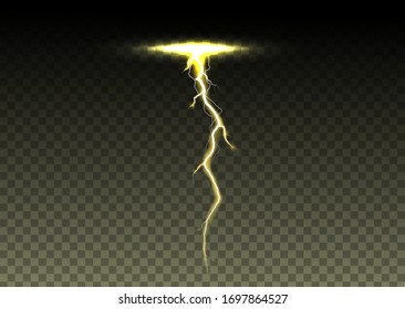 lightning bolt on transparent background. Magic and bright lighting effects. Vector Illustration