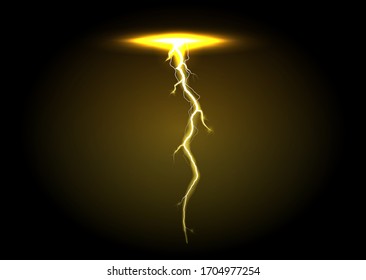 lightning bolt on transparent background. Thunder-storm and lightning. Magic and bright lighting effects. Vector Illustration