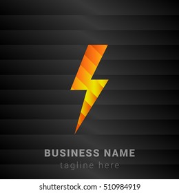 Lightning Bolt Orange, Yellow and Black silk fashion premium icon / Logo