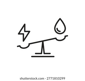 Lightning bolt outweighing water drop on balance scale for resource priority icon