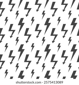 Lightning bolt patern. Seamless print background. Thunder weather. Vector