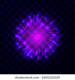 A lightning bolt, a pink electric ball on a transparent background. Vector illustration