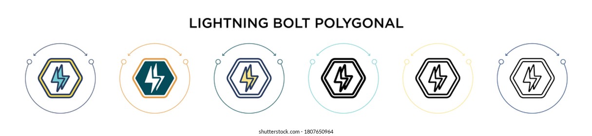Icono poligonal de perno relámpago en línea fina, contorno y estilo de trazo. Ilustración vectorial de dos bombillas de luz de color y negro, los diseños de iconos vectoriales poligonales se pueden utilizar para móviles, ui,