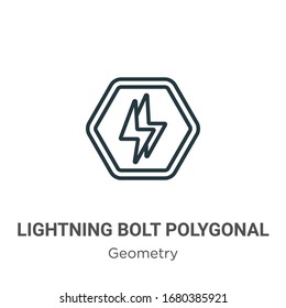 Lightning bolt polygonal outline vector icon. Thin line black lightning bolt polygonal icon, flat vector simple element illustration from editable geometry concept isolated stroke on white background