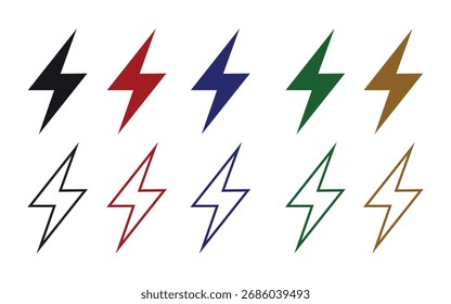 Lightning Bolt Power Icon Set