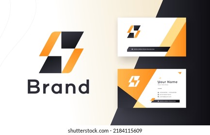Lightning Bolt Premium Symbol Pure Energy Logo Concept Electricity Power sign design or Business Card