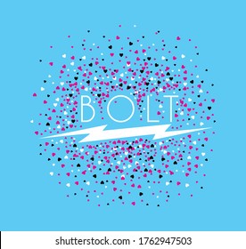  Lightning bolt with raining hearts . Fashion design texture for textile 