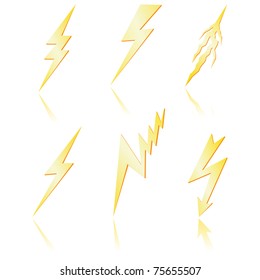 Lightning bolt  with reflection. Vector