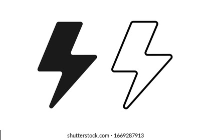 Lightning Bolt Rounded Curvy Icons set Vector Isolated on White