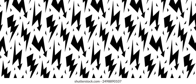 Lightning bolt seamless pattern. Thunder bolt repeated background. Flash thunderbolt ornament wallpaper. Blitz strike arrows for poster, banner, graphic design, print. Vector cartoon backdrop