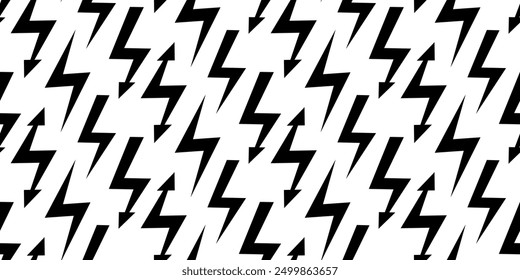 Lightning bolt seamless pattern. Thunder bolt repeating wallpaper. Flash thunderbolt ornament background. Blitz strike arrows for poster, banner, graphic design, print. Vector cartoon backdrop