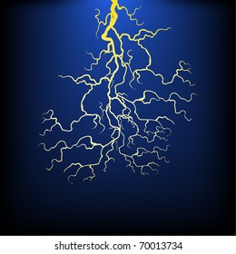 Lightning bolt seen at night background VECTOR