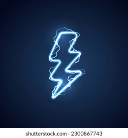 Lightning bolt set neon signs. high-voltage neon symbol, light banner design element modern trend, night bright advertising, bright sign. Vector design.