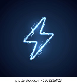 Lightning bolt set neon signs. high-voltage neon symbol, light banner design element modern trend, night bright advertising, bright sign. Vector design.