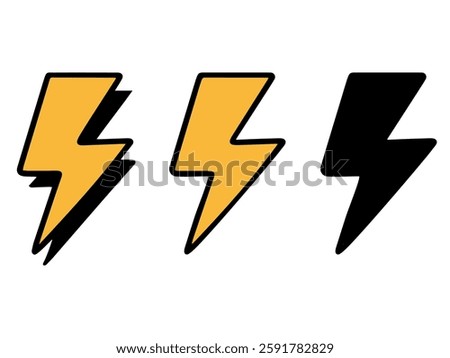 Lightning Bolt Set, power in nature, industry, battery, rain, finance