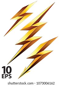 Lightning bolt set. Vector 3d illustration