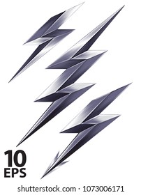 Lightning bolt set. Vector 3d illustration
