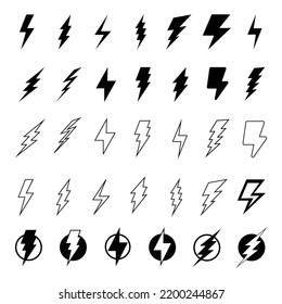 Lightning Bolt Set Vector Illustration Black Stock Vector (royalty Free 