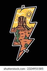 lightning bolt shape with desert view