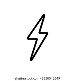 Raio em estilo de linha nítida com forma angular. Ideal para eletricidade, alertas de energia e ícones de interface climática tempestuosa.