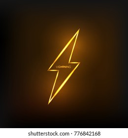 Lightning bolt sign with neon effect. Vector illustration.