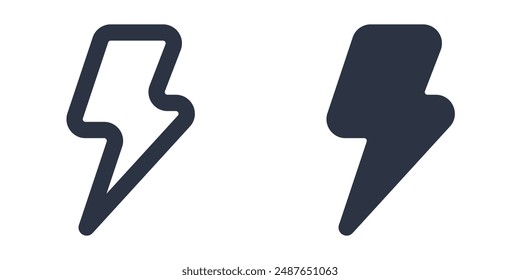 Lightning Bolt simple icons set designed in filled, outline, line and stroke style
