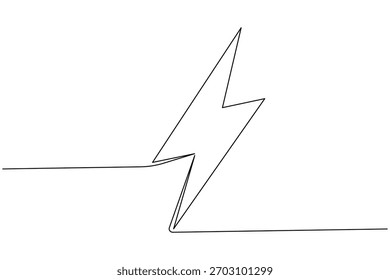 Lightning bolt single line drawing of energy bolt design symbol