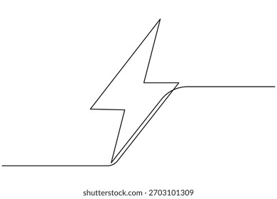 Lightning bolt single line drawing of energy bolt design symbol