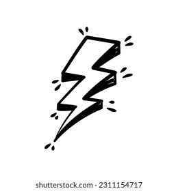 Lightning bolt sketch hand drawn. Lightning bolt line art illustration