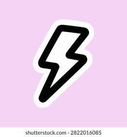 Lightning Bolt Sticker Icon for Electric Energy Power and Flash Symbol