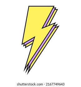Pegatina de perno relámpago en estilo retro. Ilustración vectorial aislada en fondo blanco.