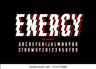 Lightning bolt style font design, alphabet letters and numbers vector illustration