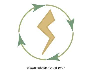 Lightning bolt surrounded by green arrows, representing clean energy