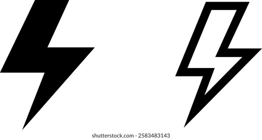 Lightning Bolt Symbol Icon Sign – Weather and Power Vector Symbol Set