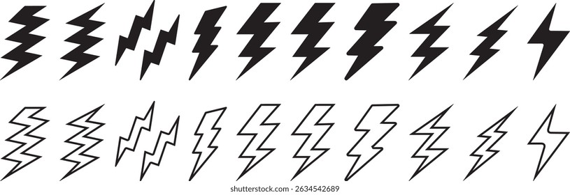 lightning bolt symbols abstract bolt shapes, electrical symbol, energy icon, power Electric symbols set. Electric lightning symbols. Flash light sign