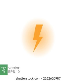 Lightning bolt thunder icon. Power energy battery concept. Glowing yellow on black background. Vector illustration isolated. EPS 10.