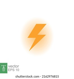 Icono de trueno relámpago. El concepto de batería de energía eléctrica. Amarillo brillante sobre fondo negro. Ilustración vectorial aislada. EPS 10.